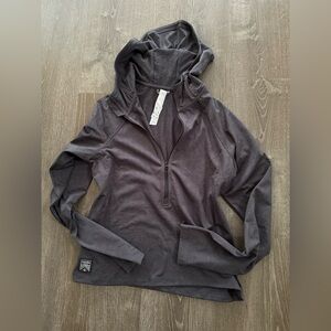 Oiselle hooded midweight herringbone half zip